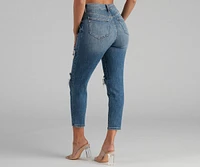 Tobi High-Rise Distressed Mom Jeans