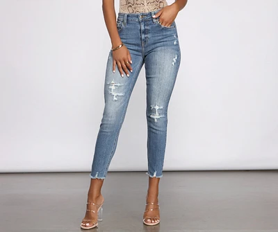 Clara High Rise Destructed Skinny Crop Jeans