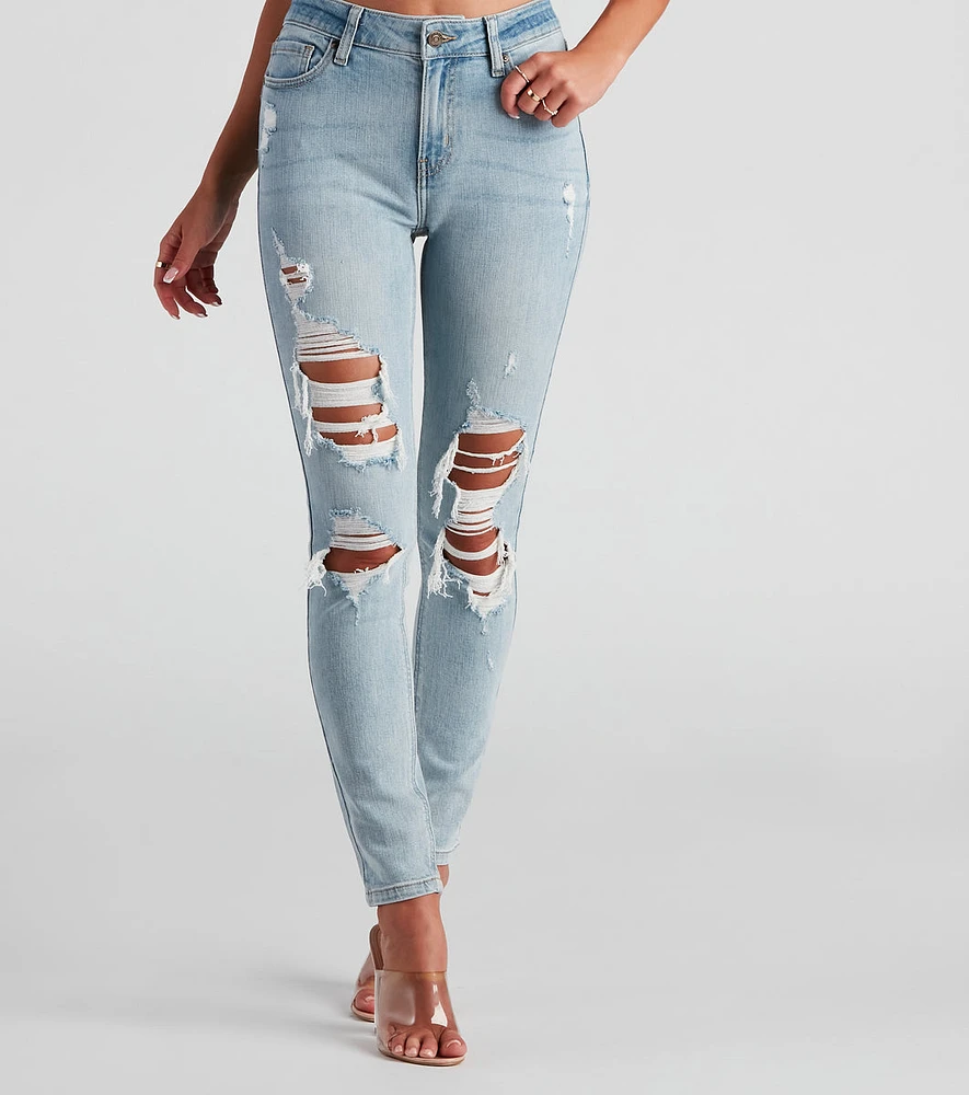 Jude Mid Rise Distressed Skinny Jeans