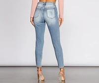 Tobi Super High Waist Destructed Mom Jeans