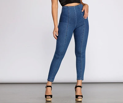 High Waist Denim Skinny Pants