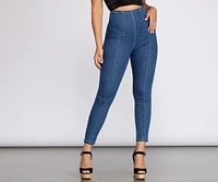 High Waist Denim Skinny Pants