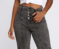 High Rise Button Front Mom Jeans