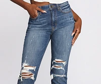 Tobi Super High Rise Destructed Mom Jeans