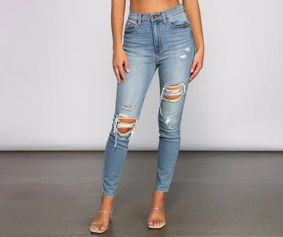 Bella Super High-Rise Destructed Skinny Jeans