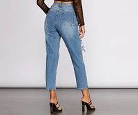 High Rise Majorly Distressed Straight Leg Jeans