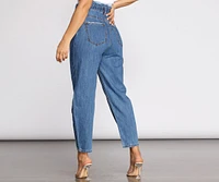 High Rise Paper Bag Waist Denim Pants