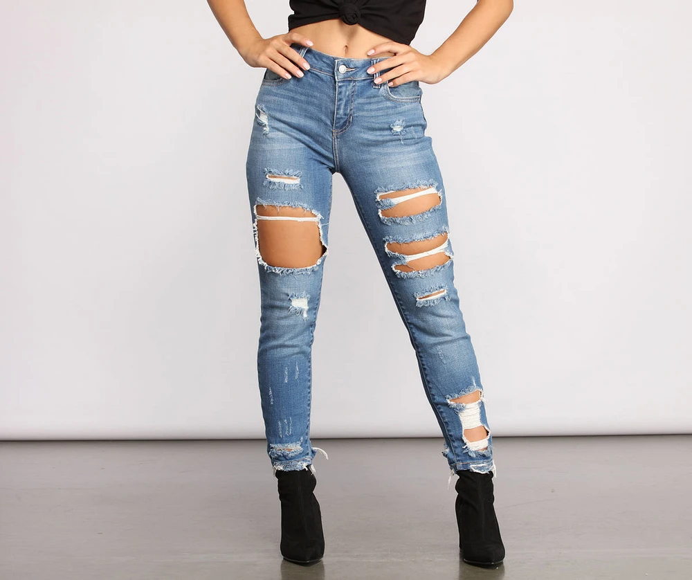 Edgy Appeal Mid Rise Cropped Skinny Jeans