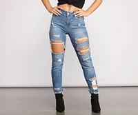 Edgy Appeal Mid Rise Cropped Skinny Jeans