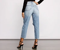 High Rise Distressed Straight Boyfriend Jeans