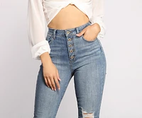 High Rise Button Up Skinny Jeans