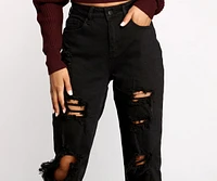 On the Edge High Rise Destructed Boyfriend Jeans