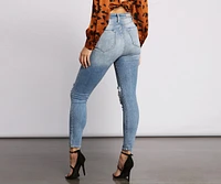 High Rise Destructed Skinny Jeans