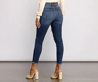 High Rise Destructed Skinny Jeans