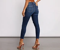 High Rise Destructed Cropped Skinny Jeans