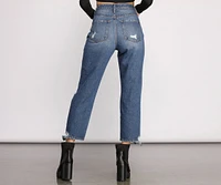 High Rise Destructed Mom Jeans