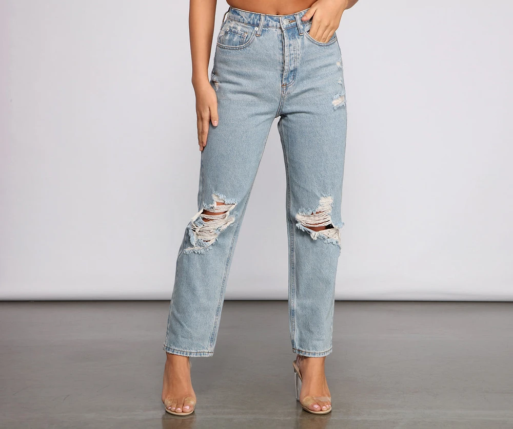 Classic Staple High Rise Destructed Boyfriend Jeans