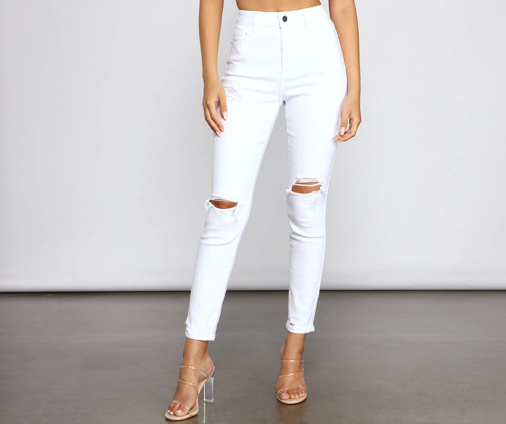 The Classic Distressed High Rise Skinny Jeans