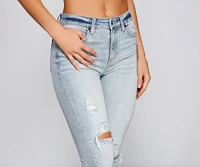 Clara High Rise Distressed Details Skinny Jeans