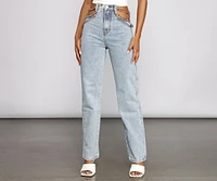 High-Rise Chic Chain Waist Boyfriend Jeans