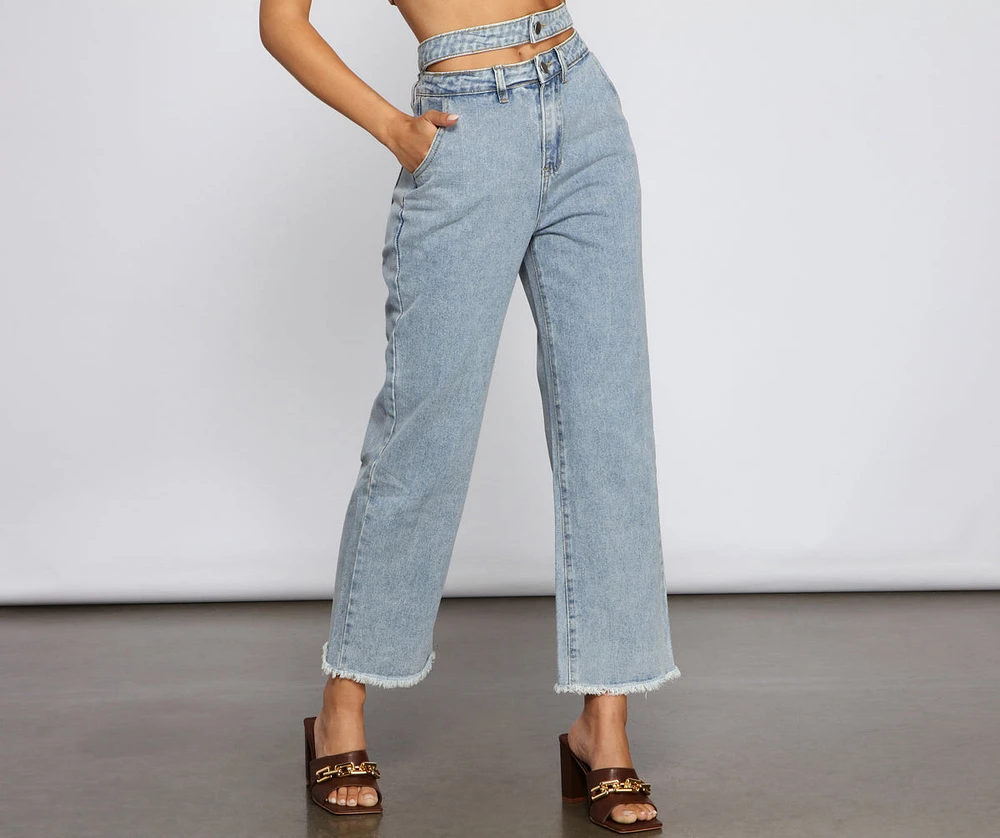 High Rise Cutout Boyfriend Jeans