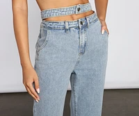 High Rise Cutout Boyfriend Jeans