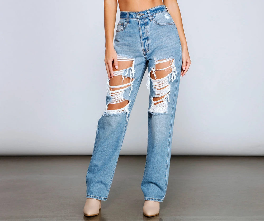 So Extra High Rise Destructed Boyfriend Jeans