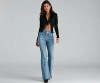 High-Rise Flared Straight-Leg Jeans