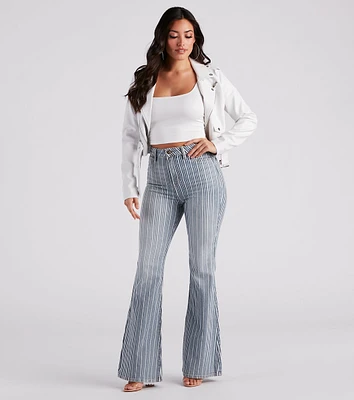 Bri High-Rise Pinstripe Flare Jeans By Windsor Denim