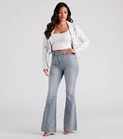 Bri High-Rise Pinstripe Flare Jeans By Windsor Denim