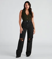 Effortless Edge Wide-Leg Denim Jeans