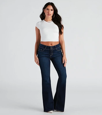 Drop It Low Mid Rise Flare Denim Jeans