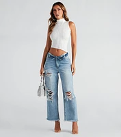 Flip The Switch Low-Rise Straight Leg Denim Jeans