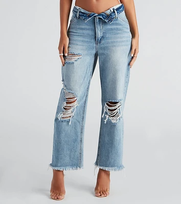 Flip The Switch Low-Rise Straight Leg Denim Jeans