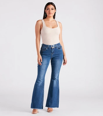 Bri Mid Rise Belted Flare Jeans By Windsor Denim