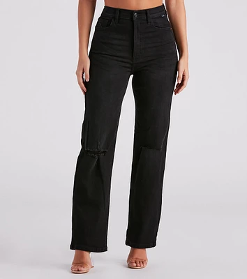 There She Goes High-Rise Slit Boyfriend Jeans