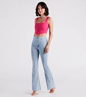 Cute Flare High Rise Denim Jeans