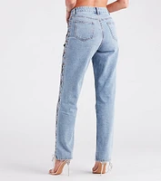 Glam Icon Rhinestone Lace-Up Jeans