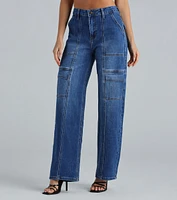 Trish Mid-Rise Cargo Wide-Leg Jeans By Windsor Denim