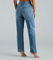 Perfect Pair High-Rise Destructed Straight-Leg Jeans