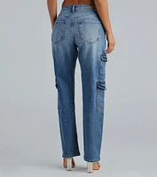 Mid-Rise Cargo-Style Baggy-Leg Jeans