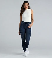 Keep It Real High-Rise Cargo Denim Skinny Jeans