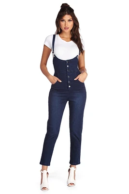 Rural Chic Button Front Overalls