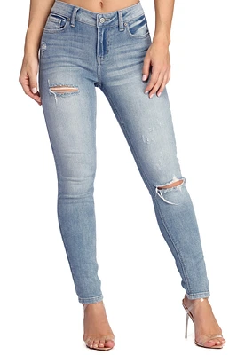 Mid Rise Skinny Crop Jeans
