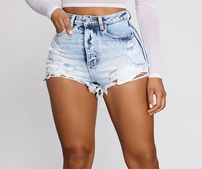 High Waist Acid Wash Jean Shorts