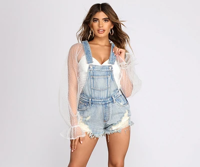 Denim Doll Distressed Overall Shorts