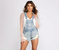 Denim Doll Distressed Overall Shorts