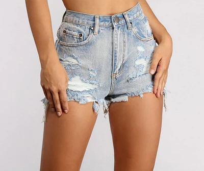 Denim Daze High Waist Destructed Shorts