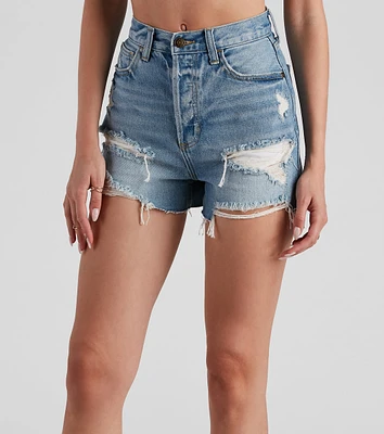 Reese High Rise Destructed Denim Shorts By Windsor