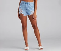 High Rise Super Destructed Cutoff Denim Shorts by Windsor